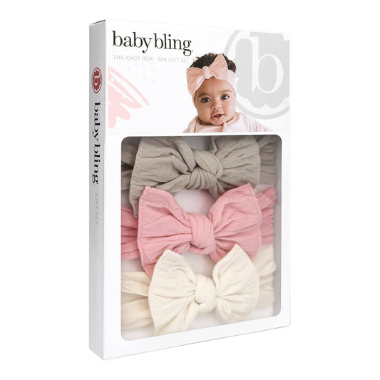 Baby Bling Knot Headband Set | Mushroom, Zinnia, Oatmeal