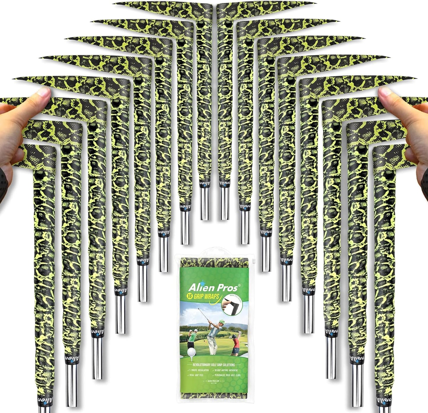 ALIEN PROS Golf Grip Wrapping Tapes - Innovative Golf Club Grip Solution - Enjoy a Fresh New Grip Feel in Less Than 1 Minute