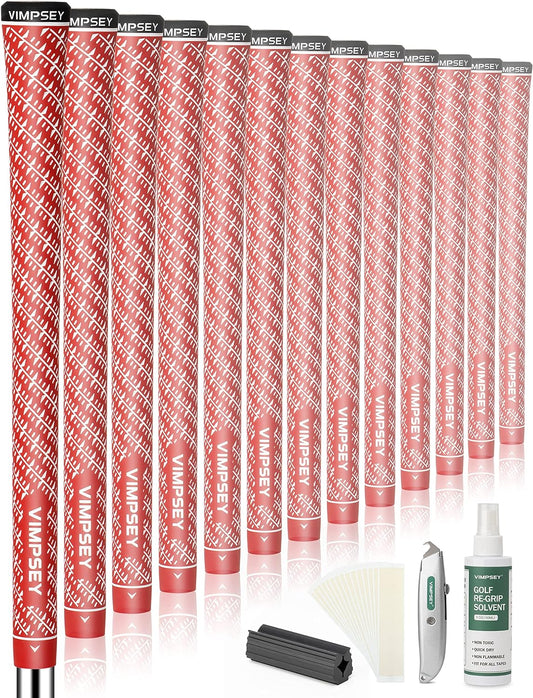 Golf Grips ,13 Grips or 13 Grips with Full Regripping Kits ,Anti-Slip Rubber Golf Club Grips, Standard/Midsize 4 Colors Optional