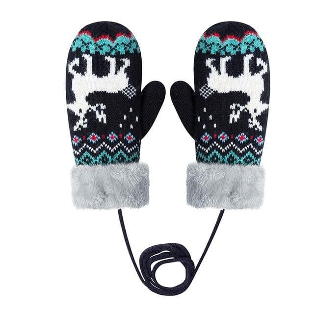 Navy Blue Women's Soft Knitted Mittens