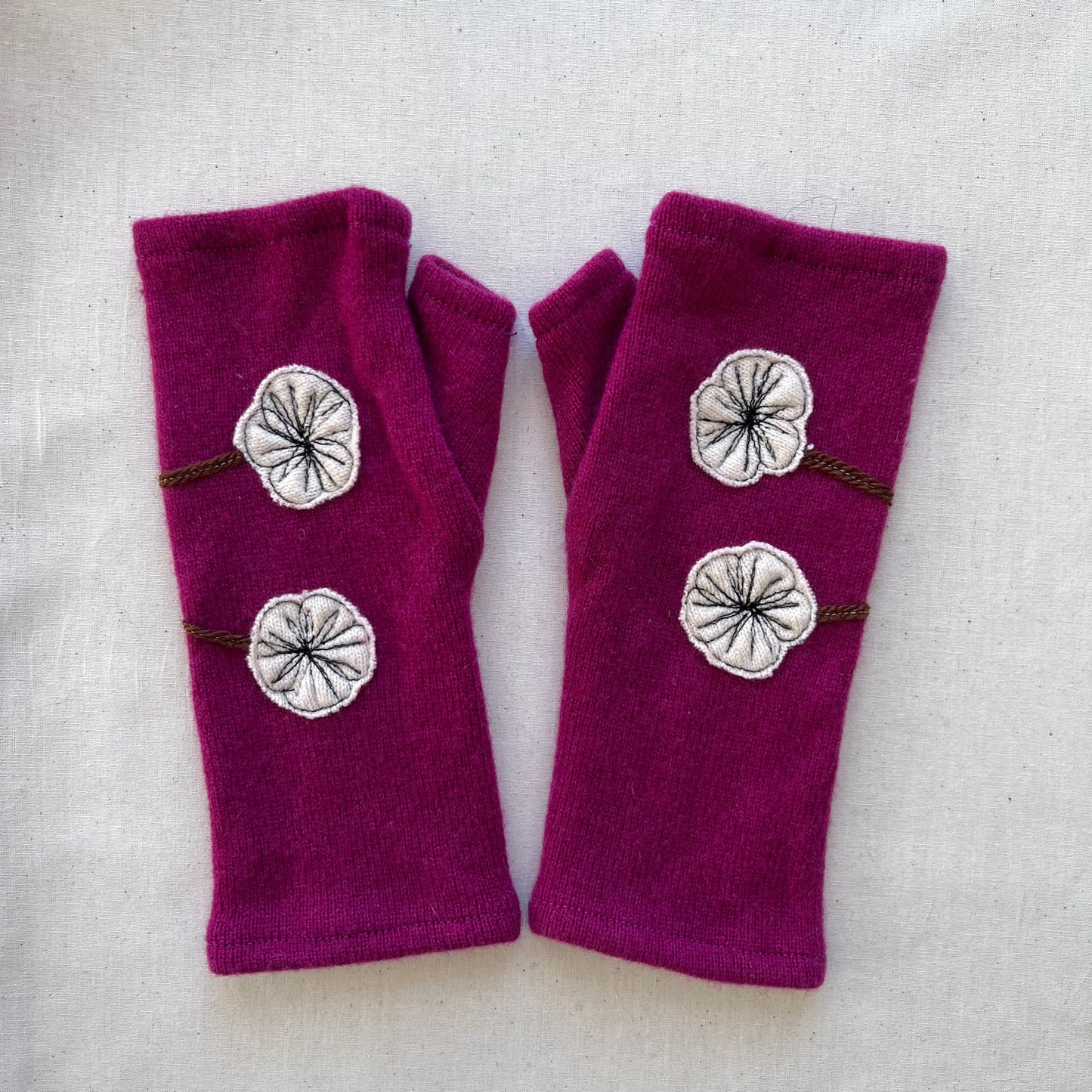 Fingerless Cashmere Gloves "Cherry Blossom"