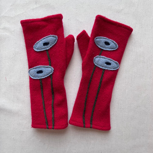Fingerless Cashmere Gloves "Oval Poppy"