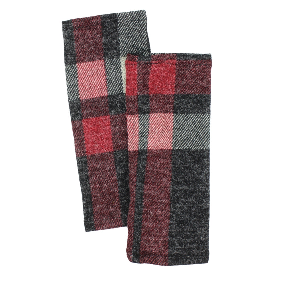 Plaid Knit Fingerless Gloves