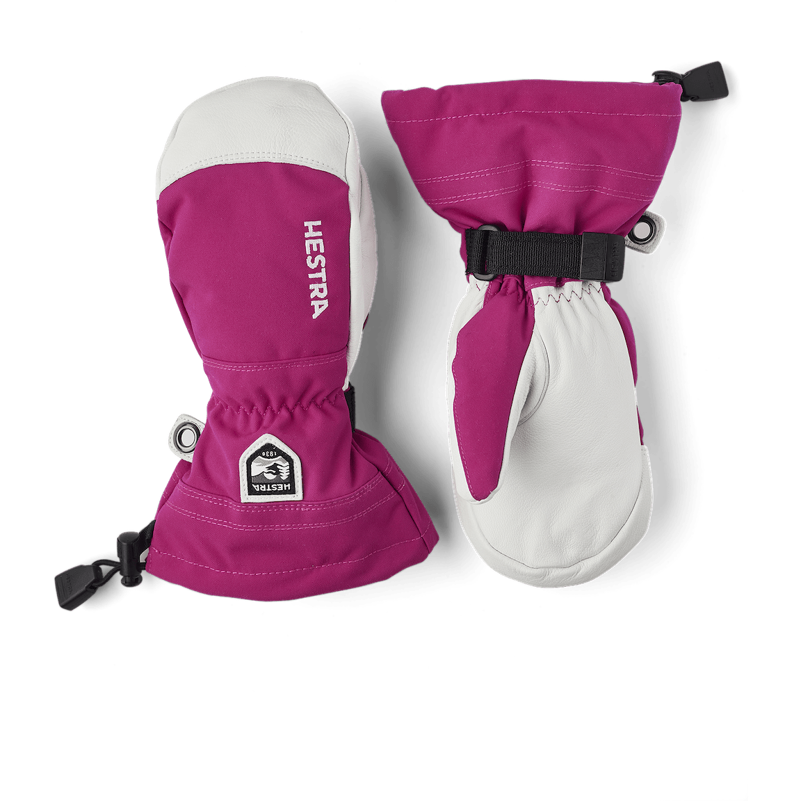 1 Junior Army Leather Heli Ski Mittens  -  3 / Fuchsia