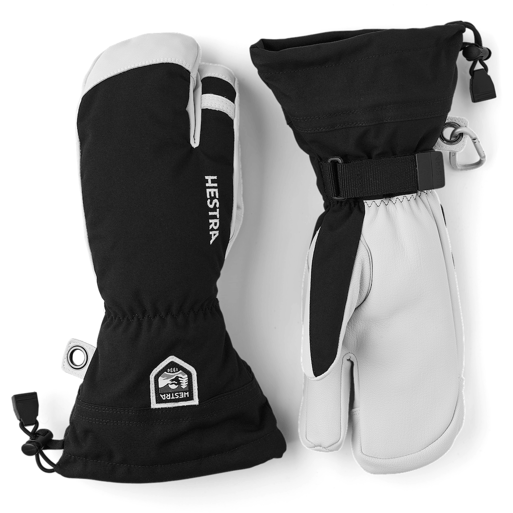 1 Army Leather Heli Ski 3-Finger Mittens  -  6 / Black