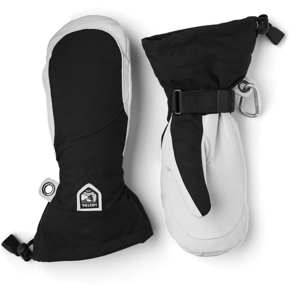 1 Womens Army Leather Heli Ski Mittens  -  6 / Black/Off White