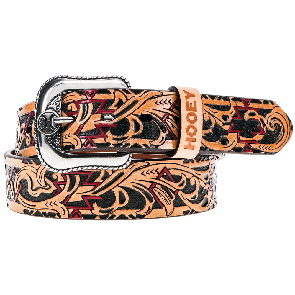 "Sundown" Aztec Filigree Embossed Tan/Black Belt