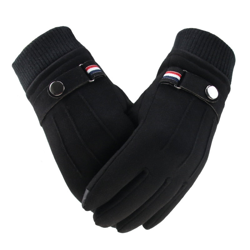 Mens Suede Touch Finger Gloves Black