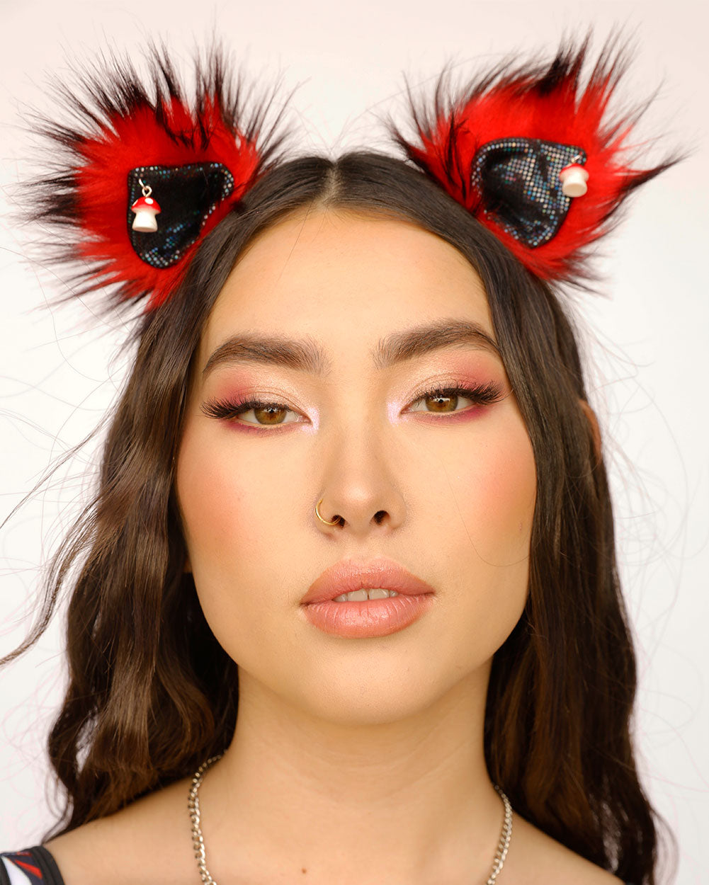 KritterKlips x iHR Fairy Fungi Mushroom Ears-Black/Red-Front