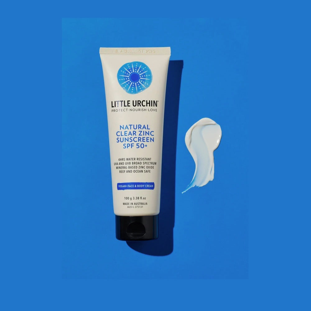 Little Urchin Natural Sunscreen Clear Zinc SPF 50+ 100g 20g Stick