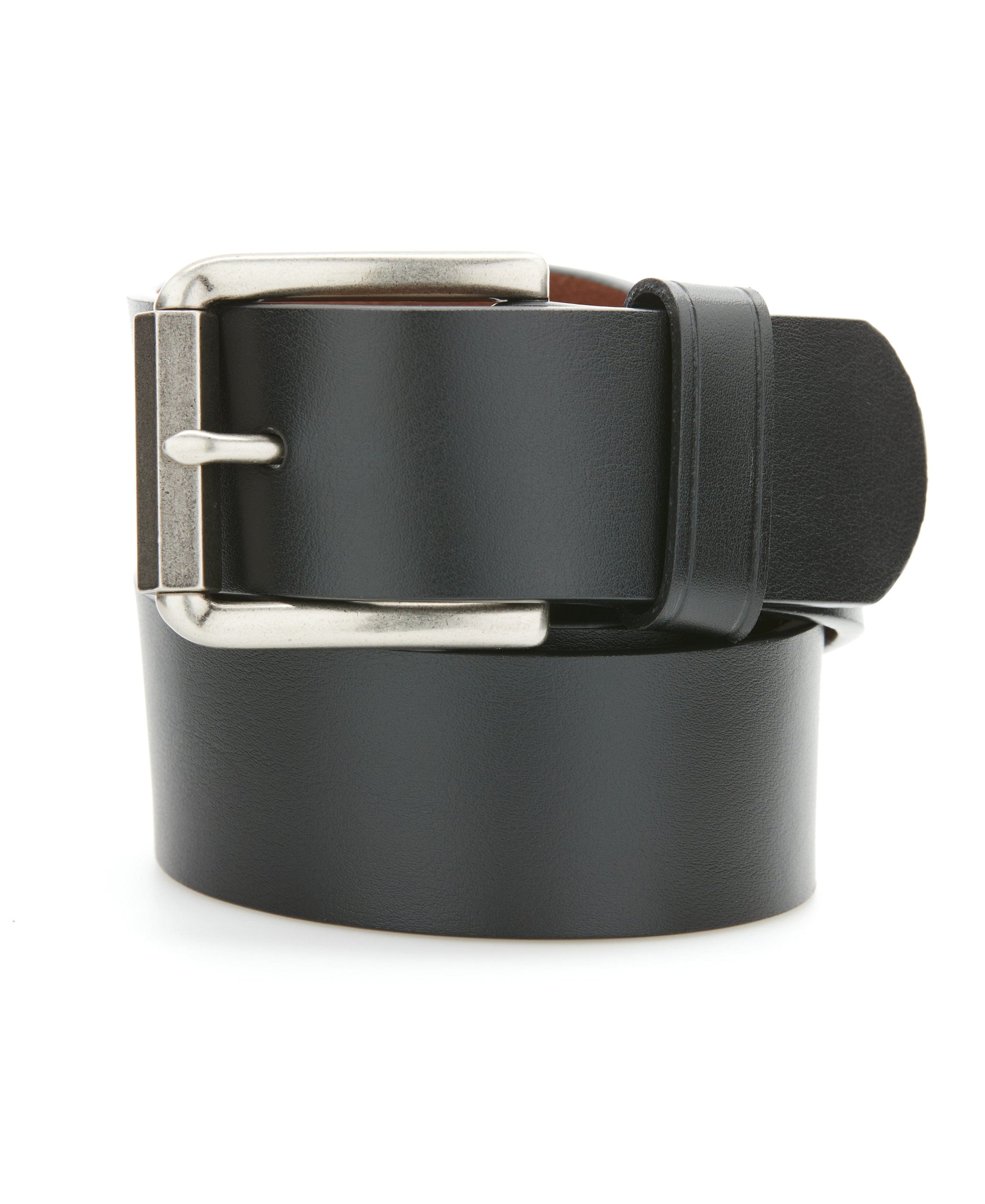 Hex Roller Buckle Leather Belt (Blk)