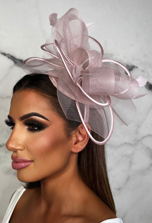 Romantic Heart Pink Veil Fascinator