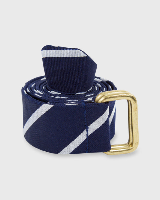 D-Ring Belt in Navy Buckingham Stripe