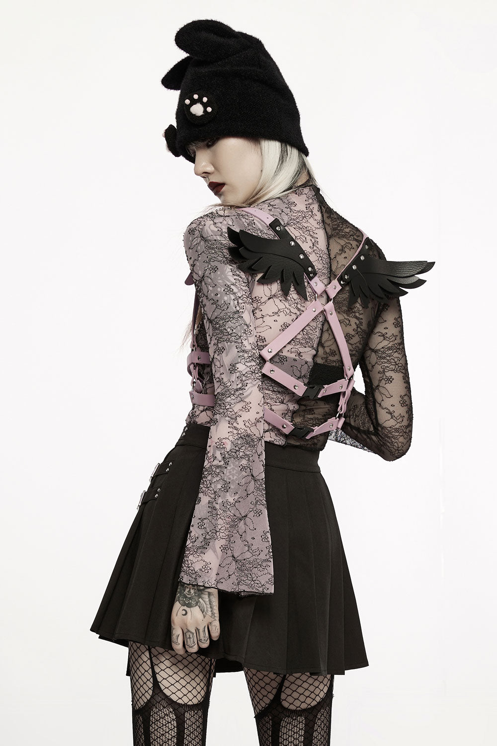 Pastel Goth Wings Harness [BLACK/PINK]