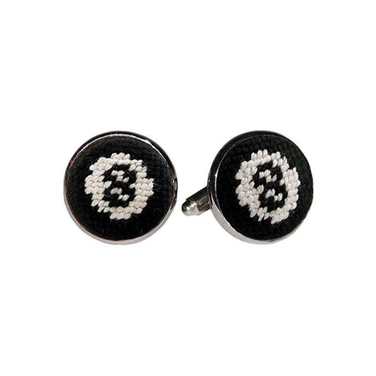 8 Ball Needlepoint Cufflinks in Black by Smathers & Branson