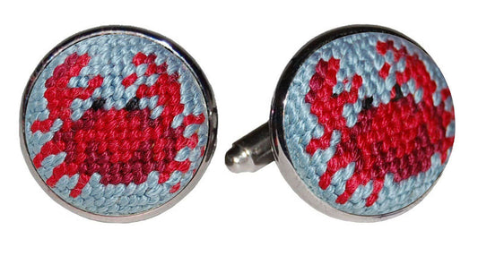 Crab Needlepoint Cufflinks by Smathers & Branson