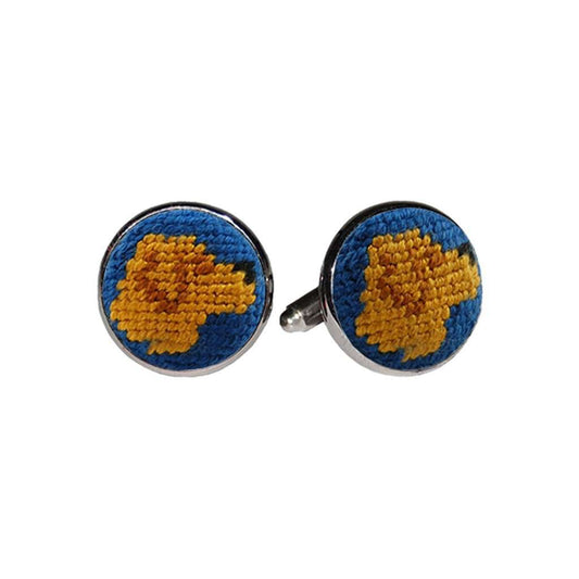 Golden Retriever Needlepoint Cufflinks in Blueberry by Smathers & Branson