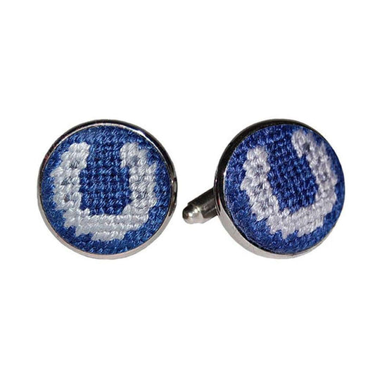 Horseshoe Needlepoint Cufflinks in Classic Navy by Smathers & Branson