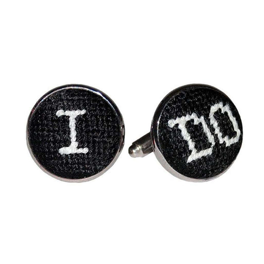 I Do Needlepoint Cufflinks in Black by Smathers & Branson