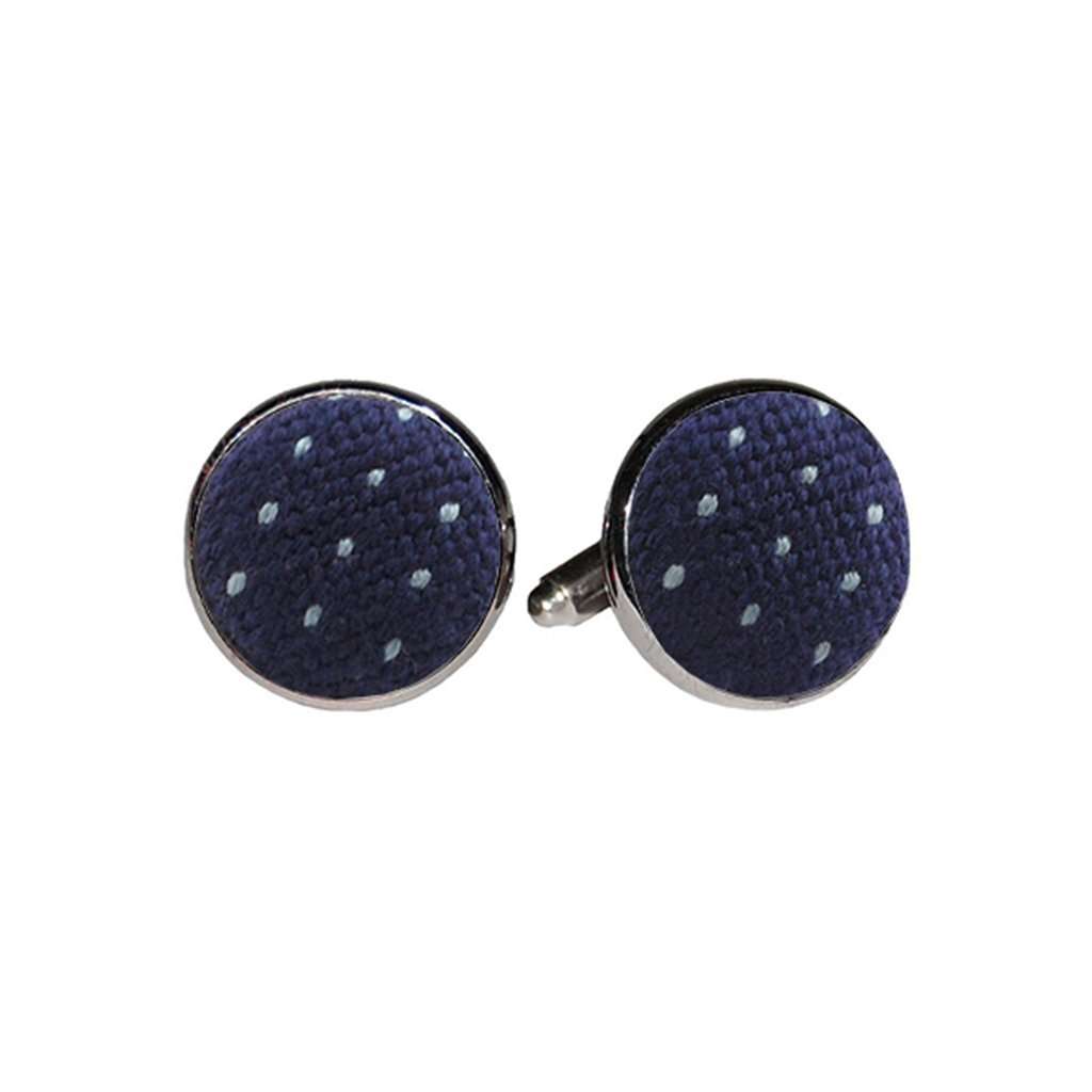 Microdot Needlepoint Cufflinks in Dark Navy by Smathers & Branson