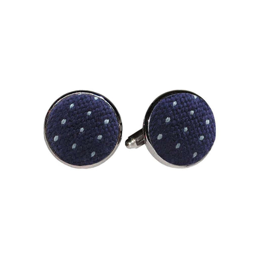 Microdot Needlepoint Cufflinks in Dark Navy by Smathers & Branson