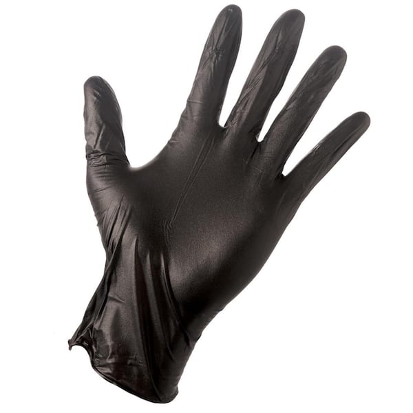 Work Gloves Nitrile 4 Mil Disposable, Large Black 100-Box