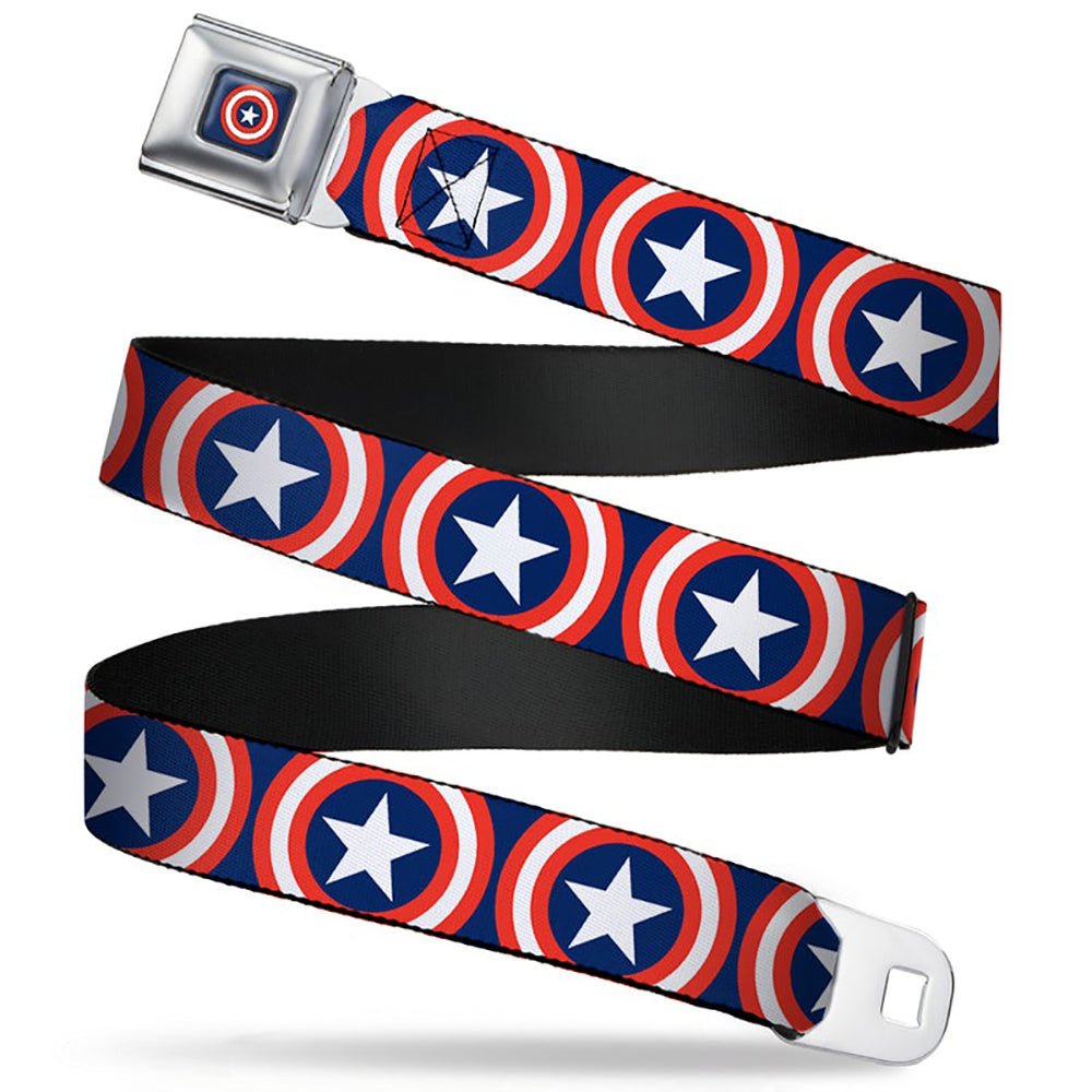 Marvel Comics Captain America Shield Repeat Navy Webbing Seatbelt Belt