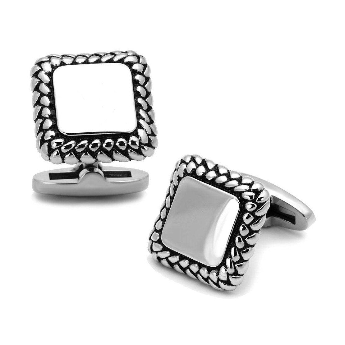 Men's Accessories - Cufflinks Men's Cufflinks - TK1246 - High polished (no plating) Stainless Steel Cufflink with Epoxy in Jet