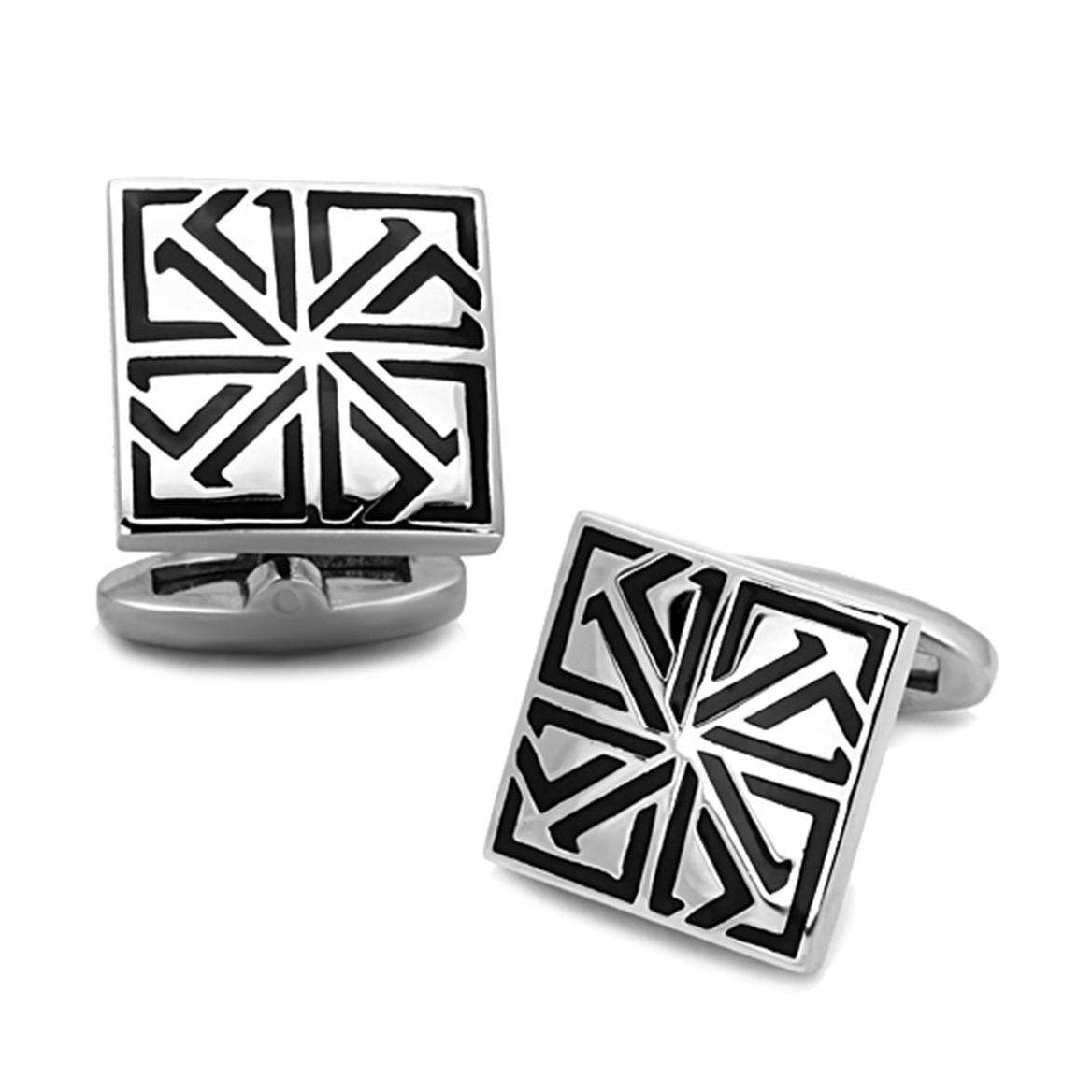 Men's Accessories - Cufflinks Men's Cufflinks - TK1253 - High polished (no plating) Stainless Steel Cufflink with Epoxy in Jet