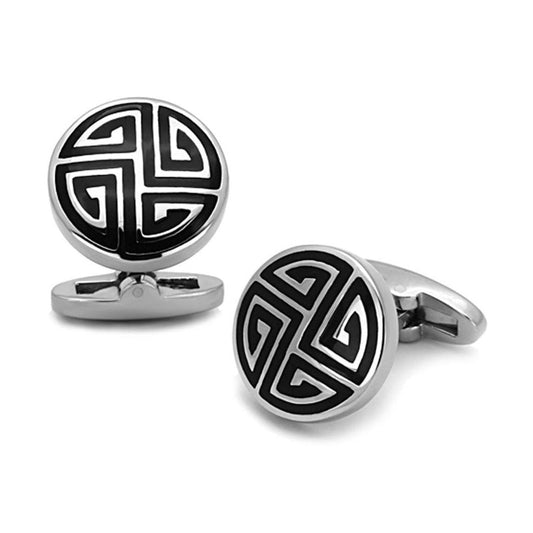Men's Accessories - Cufflinks Men's Cufflinks - TK1257 - High polished (no plating) Stainless Steel Cufflink with Epoxy in Jet