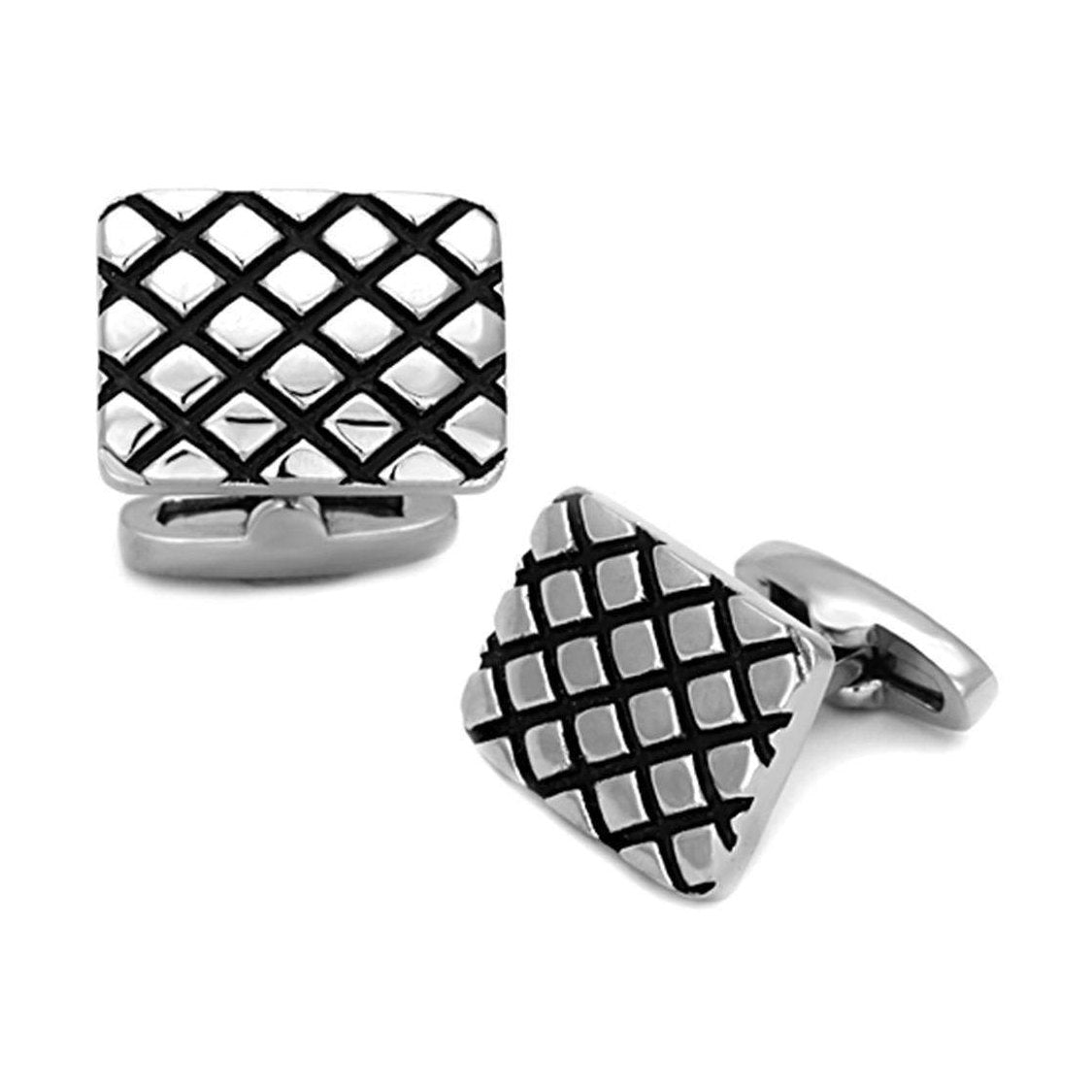 Men's Accessories - Cufflinks Men's Cufflinks - TK1266 - High polished (no plating) Stainless Steel Cufflink with Epoxy in Jet