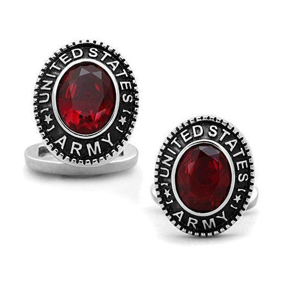 Men's Accessories - Cufflinks Men's Cufflinks - TK1649 - High polished (no plating) Stainless Steel Cufflink with Synthetic Synthetic Glass in Siam