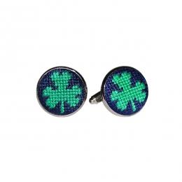Needlepoint Cuff Links Cuff Links Smathers and Branson Shamrock