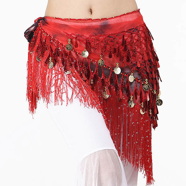 Teardrop Coins Fringe Wrap Elastic Base Hip Scarf