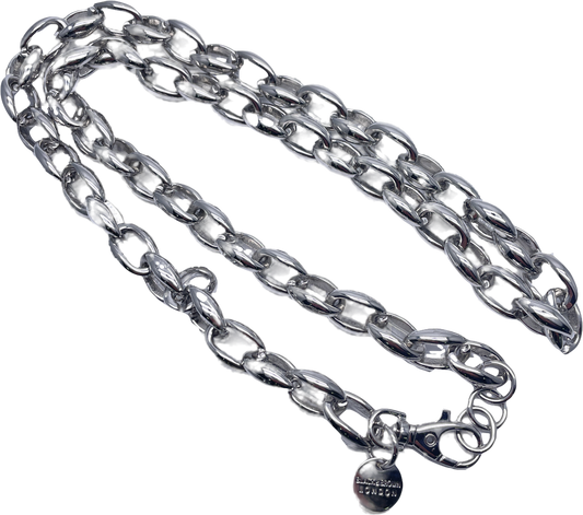 black & brown london Metallic Silver Chain Belt One Size