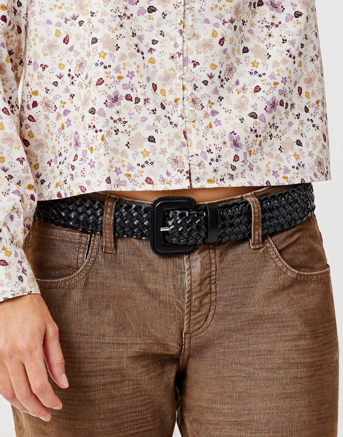 Woven Leather Belt: Black